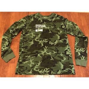 Nike T Shirt Mens L Green Camo University Of Georgia Bulldogs Long Sleeve